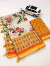 MG 258 Plain Linen Printed Daily Wear Sarees Wholesale Market